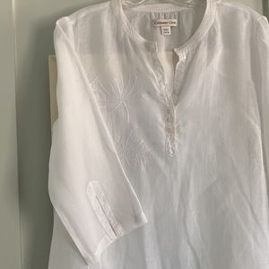 Coldwater Creek embroidered linen tunic